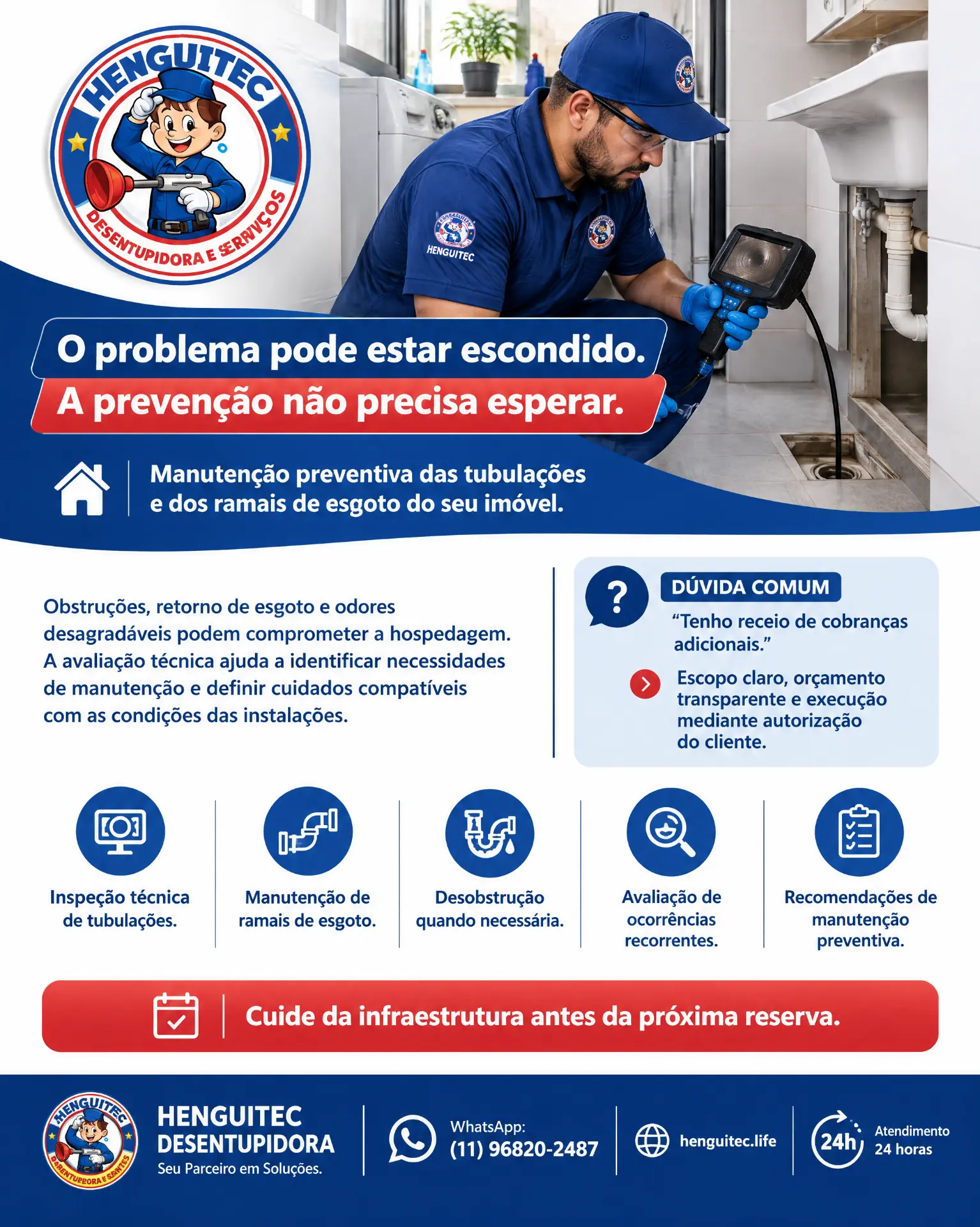 Avaliação da rede de esgoto em imóvel de locação por diária